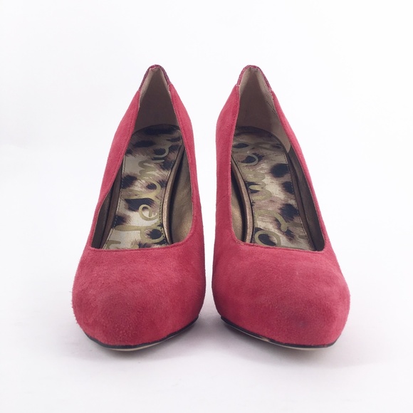 SAM EDELMAN Yasmine Red Suede Pumps Size 5.5 - Picture 2 of 7
